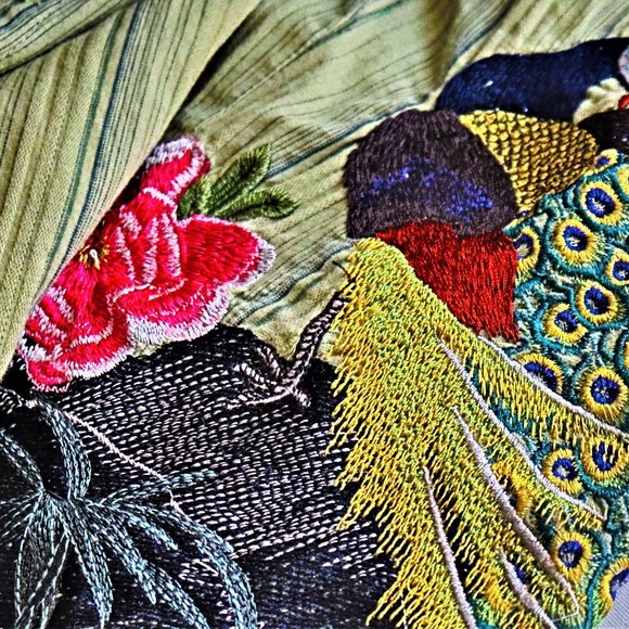 Johnny Was Olive Button Down with Floral Accents - Picture 13 of 13